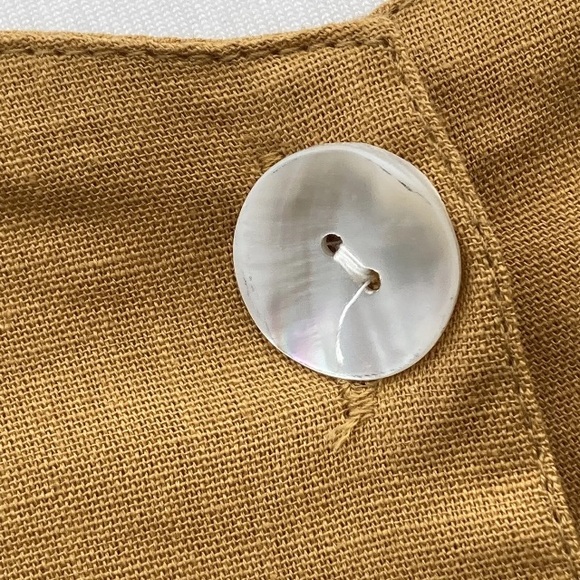 Holiday Sun Top Mustard Yellow Cotton Cut Out UK 14 Strappy Button Up Summer - Picture 6 of 12